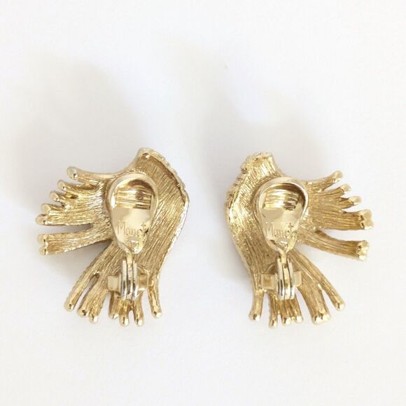 Vintage Monet Mirador Tassle Waterfall Rope Gold Tone Clip-on Earrings Signed - Picture 8 of 10
